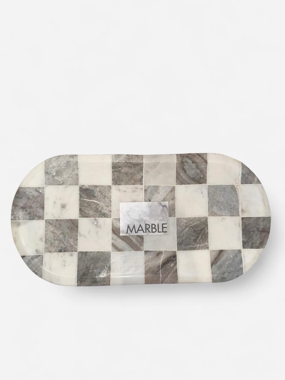 MARBLE Checker Tray - Gray and White
